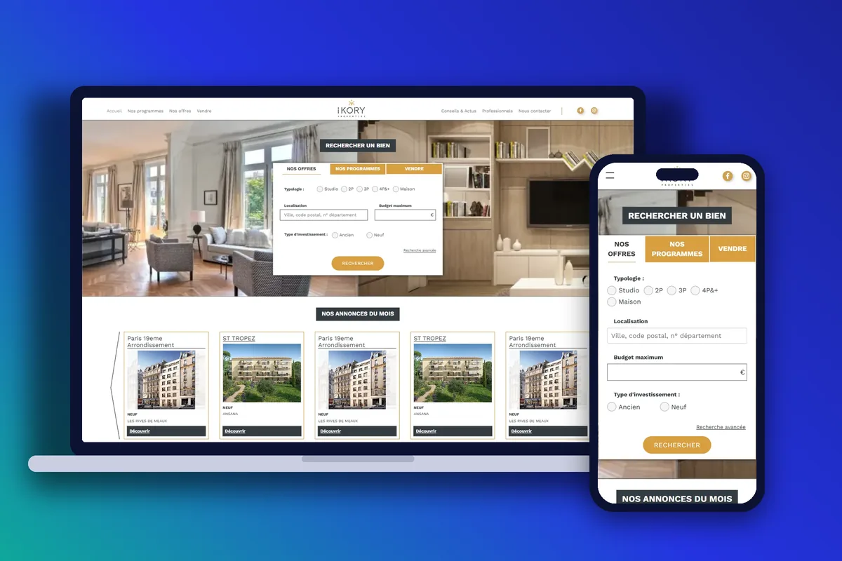 Ikory Properties · Site internet